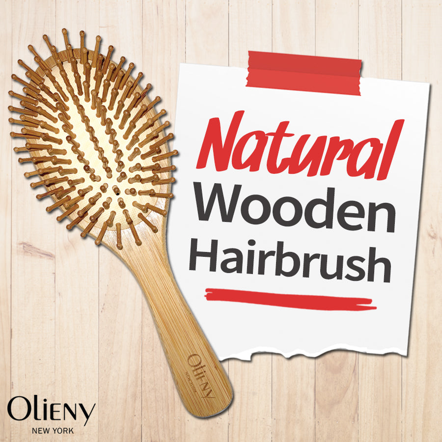 Buy One Get One Free Natural Bamboo Wooden Hairbrush with Massaging Bristles and Ivory Com
