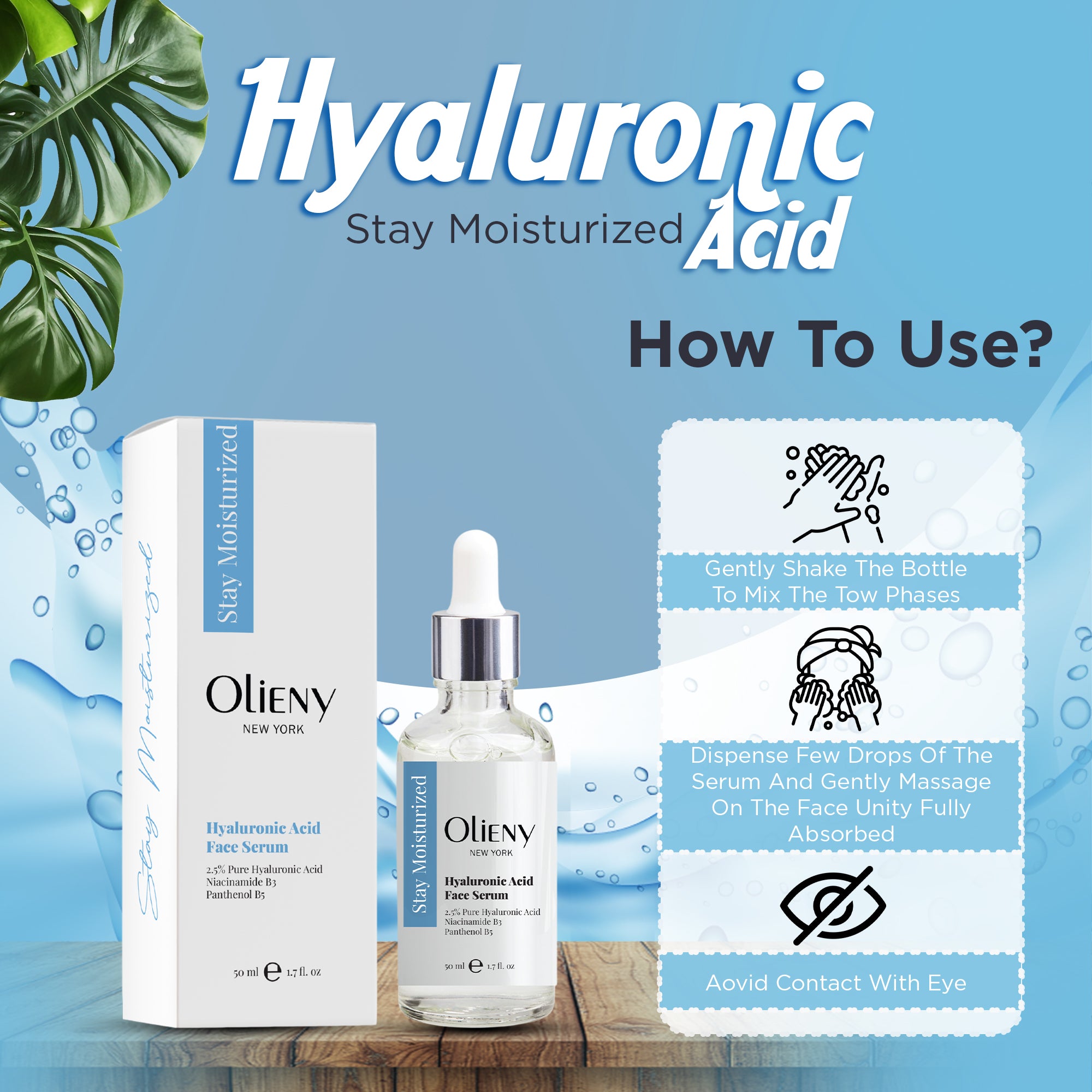 2.5% Hyaluronic Acid Face Serum for Deep Hydration & Anti-Aging