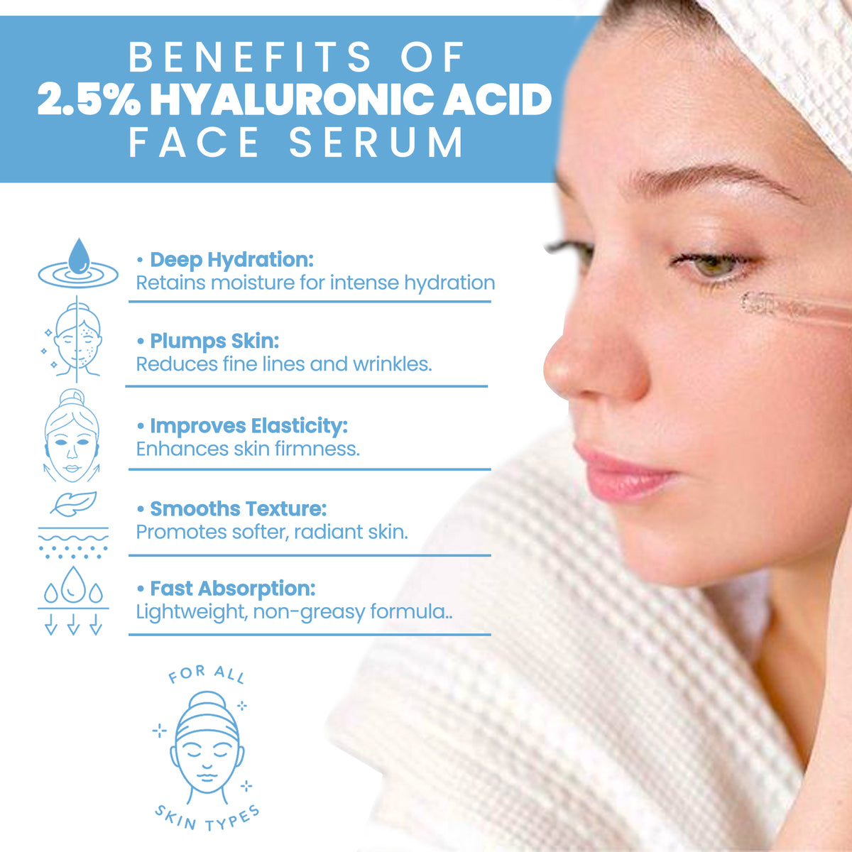 2.5% Hyaluronic Acid Face Serum for Deep Hydration & Anti-Aging