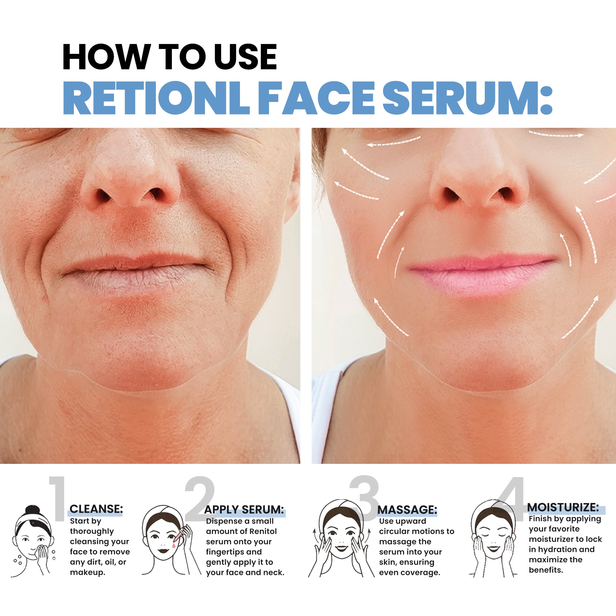 Retinol Face Serum for Anti-Aging & Acne - Reduce Wrinkles & Fine Lines 1.7Oz