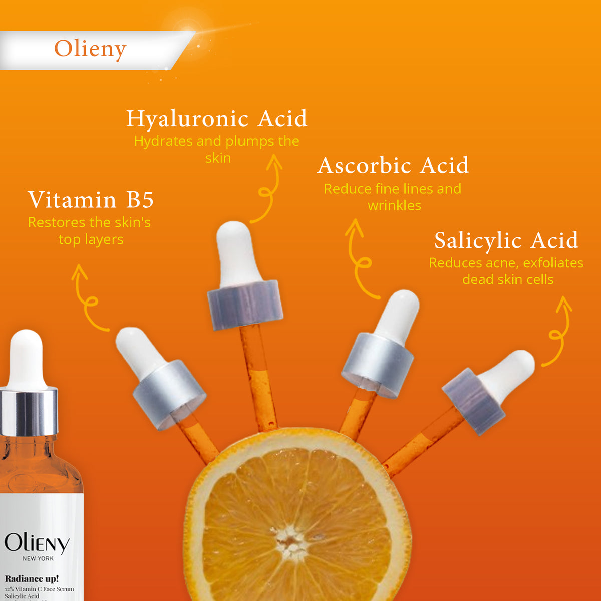 12% Vitamin C Serum with Salicylic Acid and Hyaluronic Acid brightens skin 1.7Oz