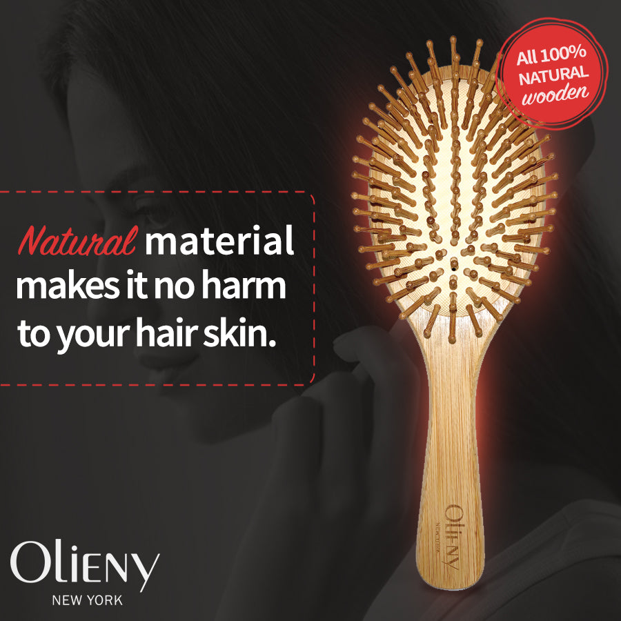 Natural Bamboo Wooden Hairbrush Massaging Buy One Get One Free and Comb Ivory